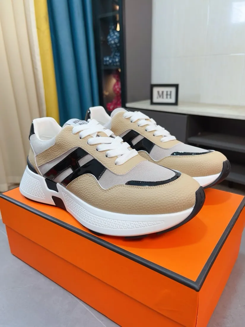 Men's shoes💰580🌸🌸【HERMES】Hermès high-end quality original shoe upper: 🔝tumbled calfskin, suede calfskin, shoe body sewn H totem, outsole: ultra-light TPU foam·rubber; two-color molded outsole, ultra-high quality control·fine workmanship: highlighting (high-end·luxury·grade) 38-44 (45 can be customized)